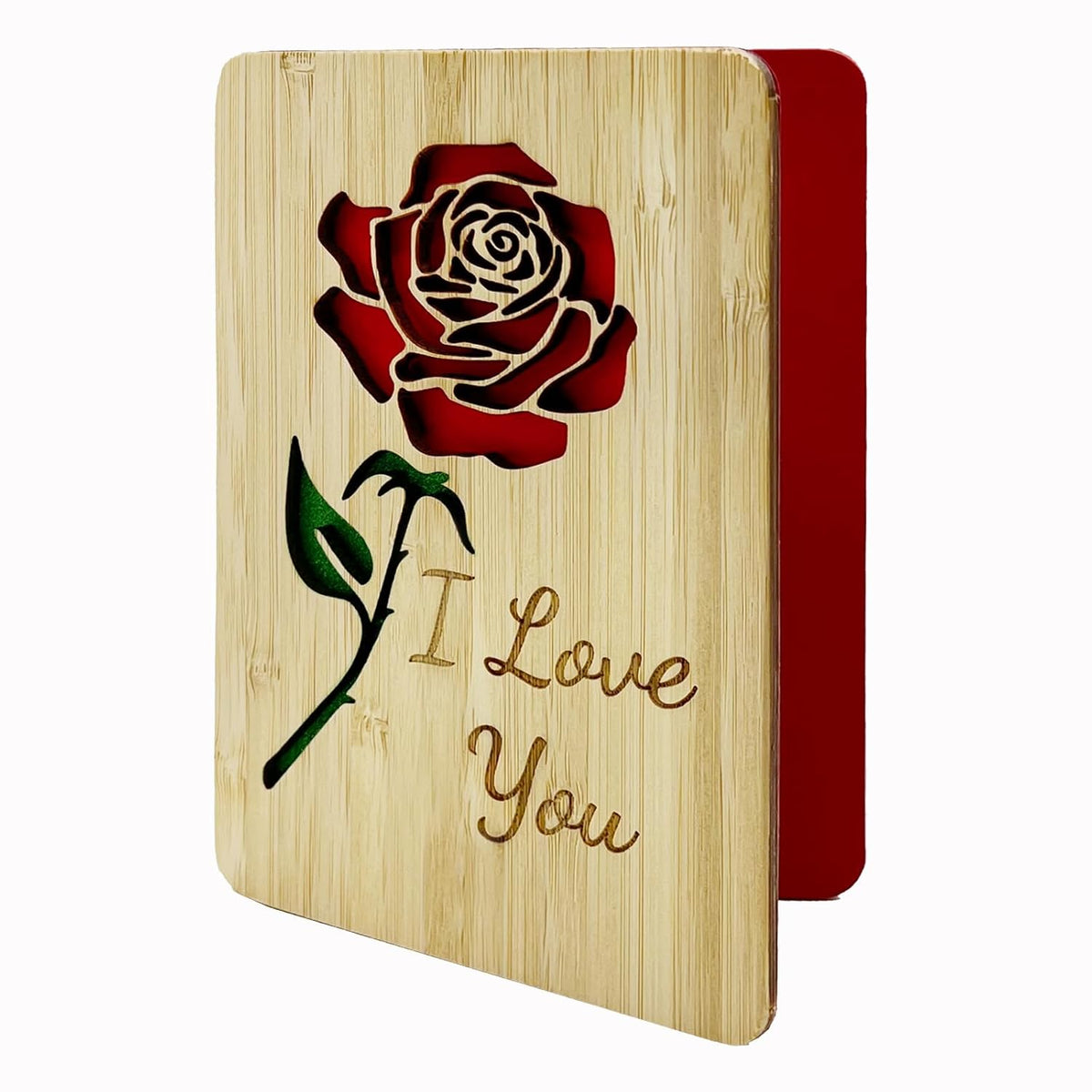 Wooden Greeting Cards With Envelope,Featuring “I Love You” Rose Carving – Ideal For Valentine’S Day, Anniversary,Birthday, Mothers Day & Wife Or Girlfriend