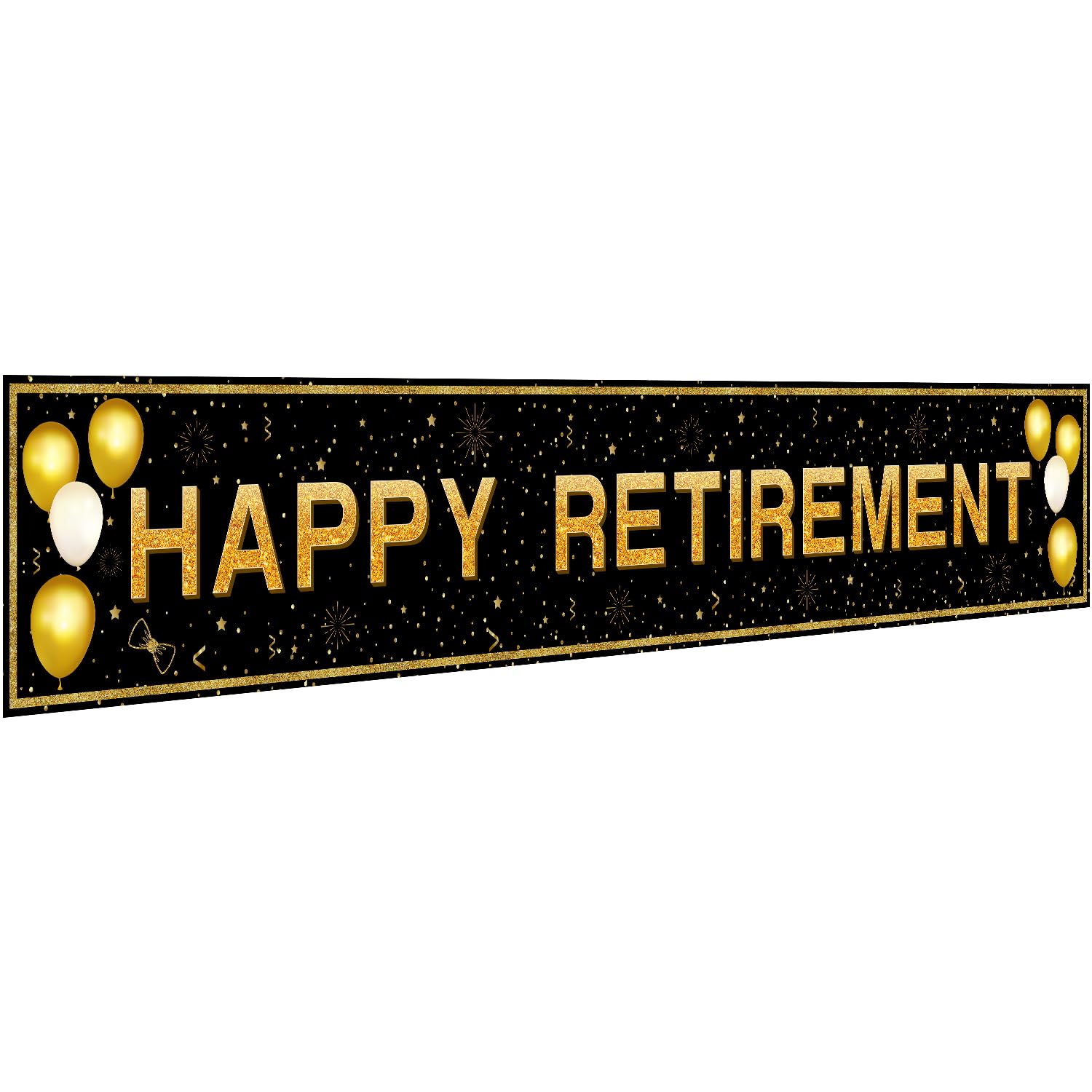 Retirement Party Decorations, Large Black and Gold Happy Retirement Banner, Retirement Party Decorations Men, Retirement Banner for Women (118" X 20")