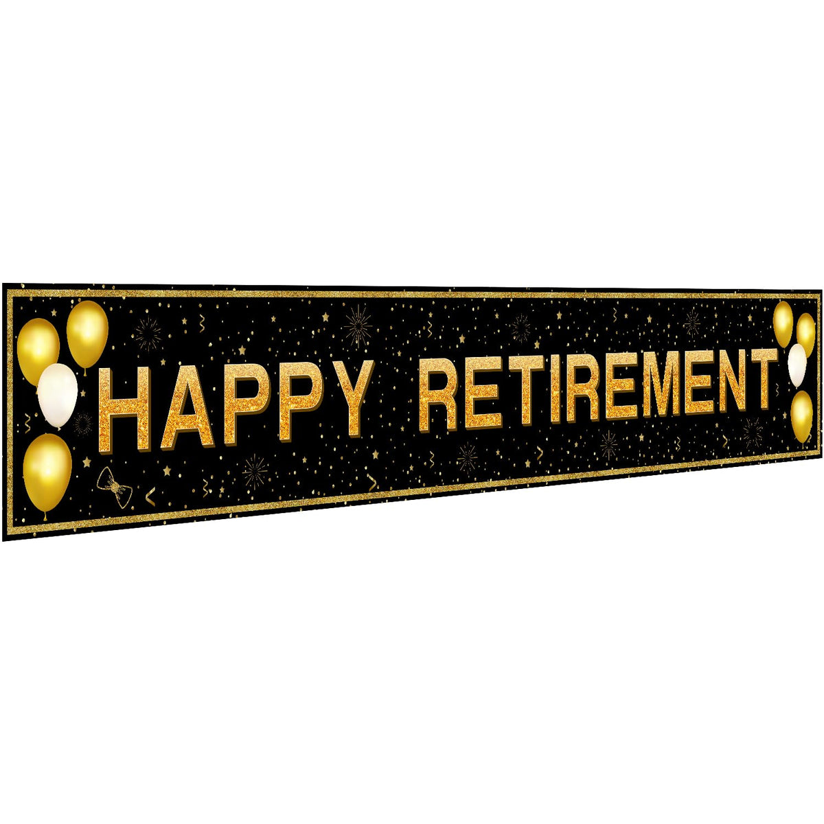 Retirement Party Decorations, Large Black and Gold Happy Retirement Banner, Retirement Party Decorations Men, Retirement Banner for Women (118" X 20")