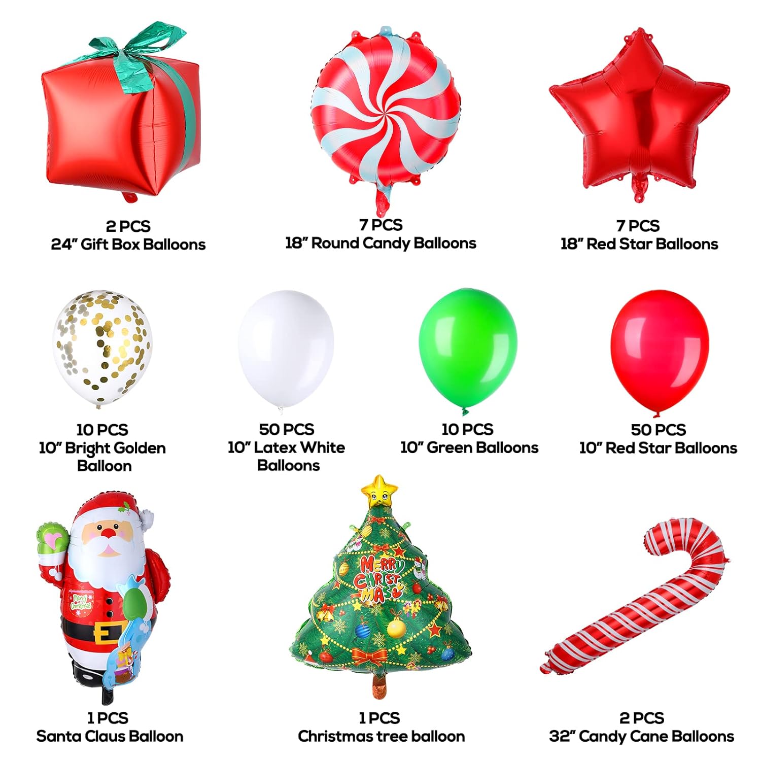 Christmas Balloon Garland Arch Kit 144 Pieces With Red White Candy Gift Box And Star Balloons For Xmas Party Decorations