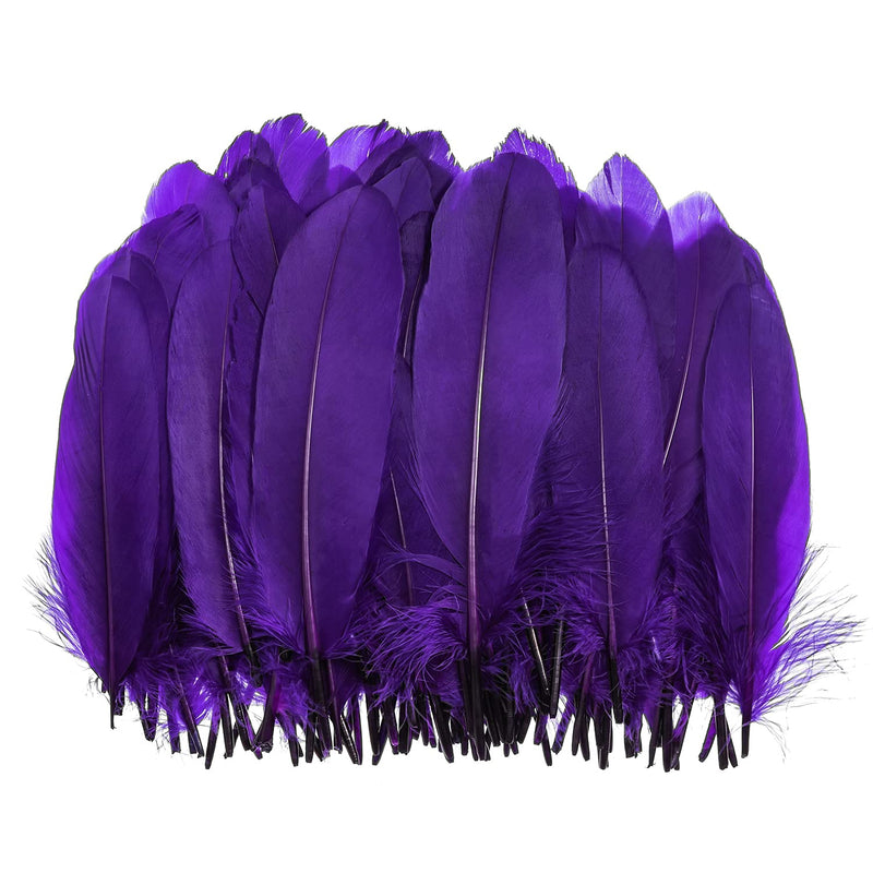 100 Pcs Natural Purple Goose Feathers In Bulk 6-8 Inch(15-20 Cm) For Cupcake D