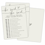 30 Pcs He Said She Said Game Cards For Wedding Party, Minimalism Bridal Shower, Mr & Mrs, Newlyweds, Engagement Party Favor & Supplies(Ivory) -B05
