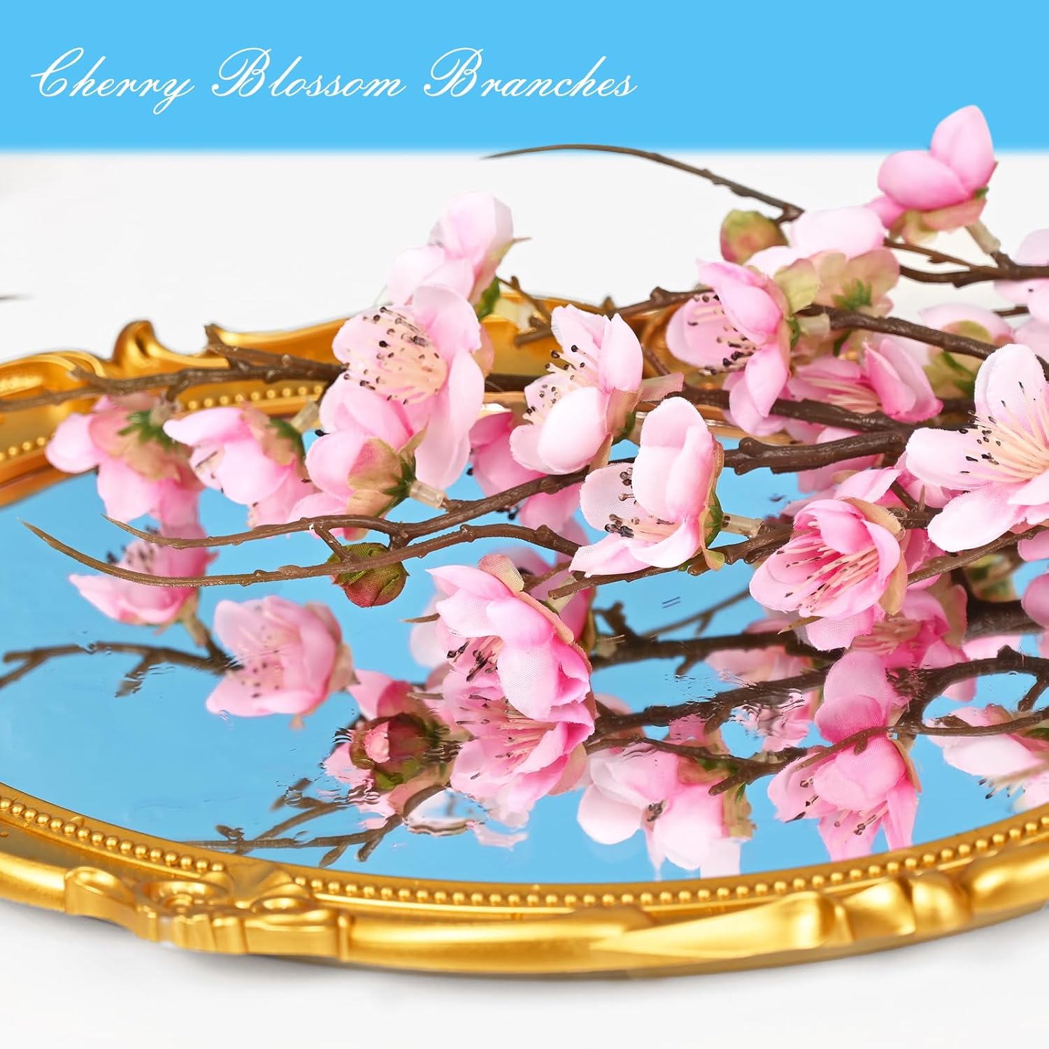 4 Pcs Faux Cherry Blossom Decor, 36'' Long Stem Artificial Flowers For Tall Vase, Cherry Blossom Tree Branches For Floral Arrangements Wedding Spring Decorations (Pink)