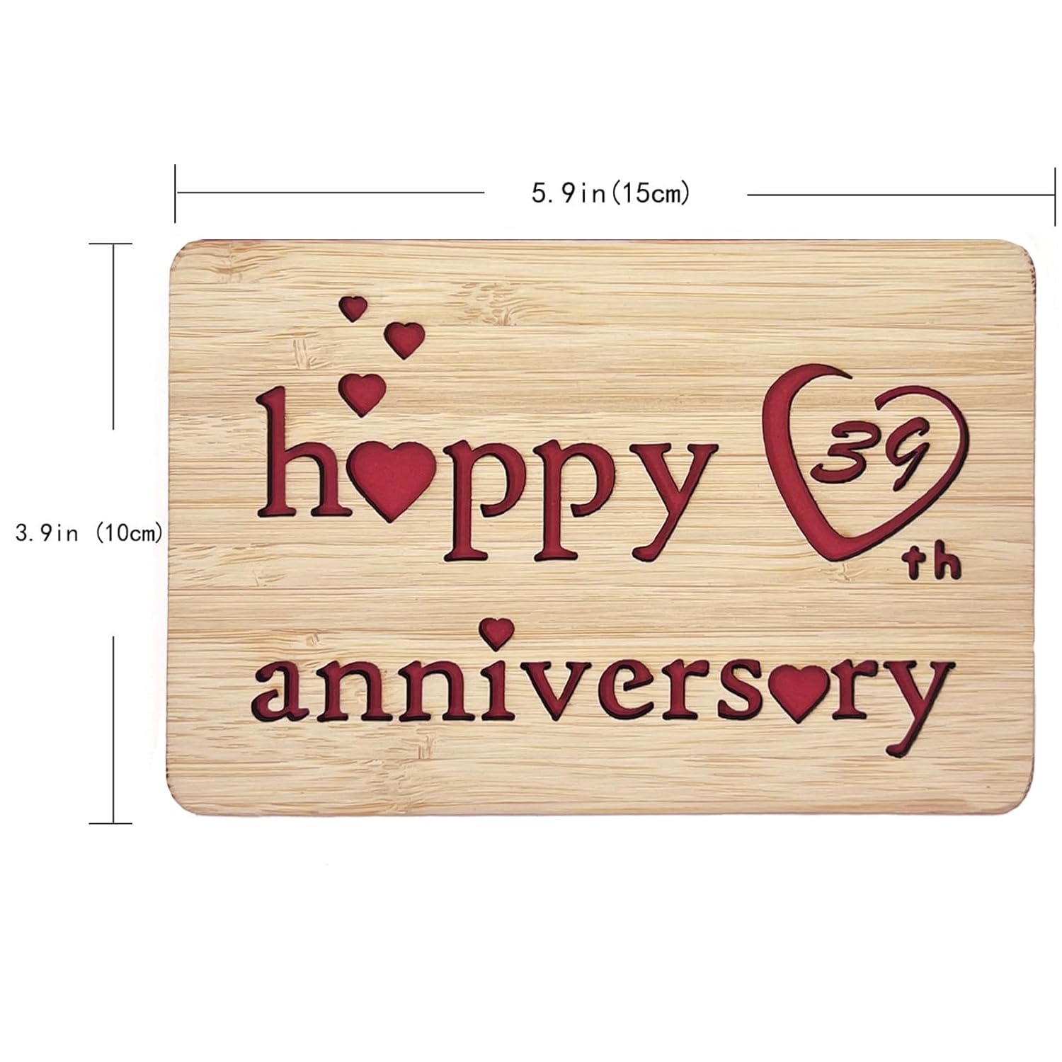 Wooden 39Th Anniversary Card,Handmade Wedding Anniversary Greeting Cards,39Th Anniversary Card For Her,Him,Husband,Wife