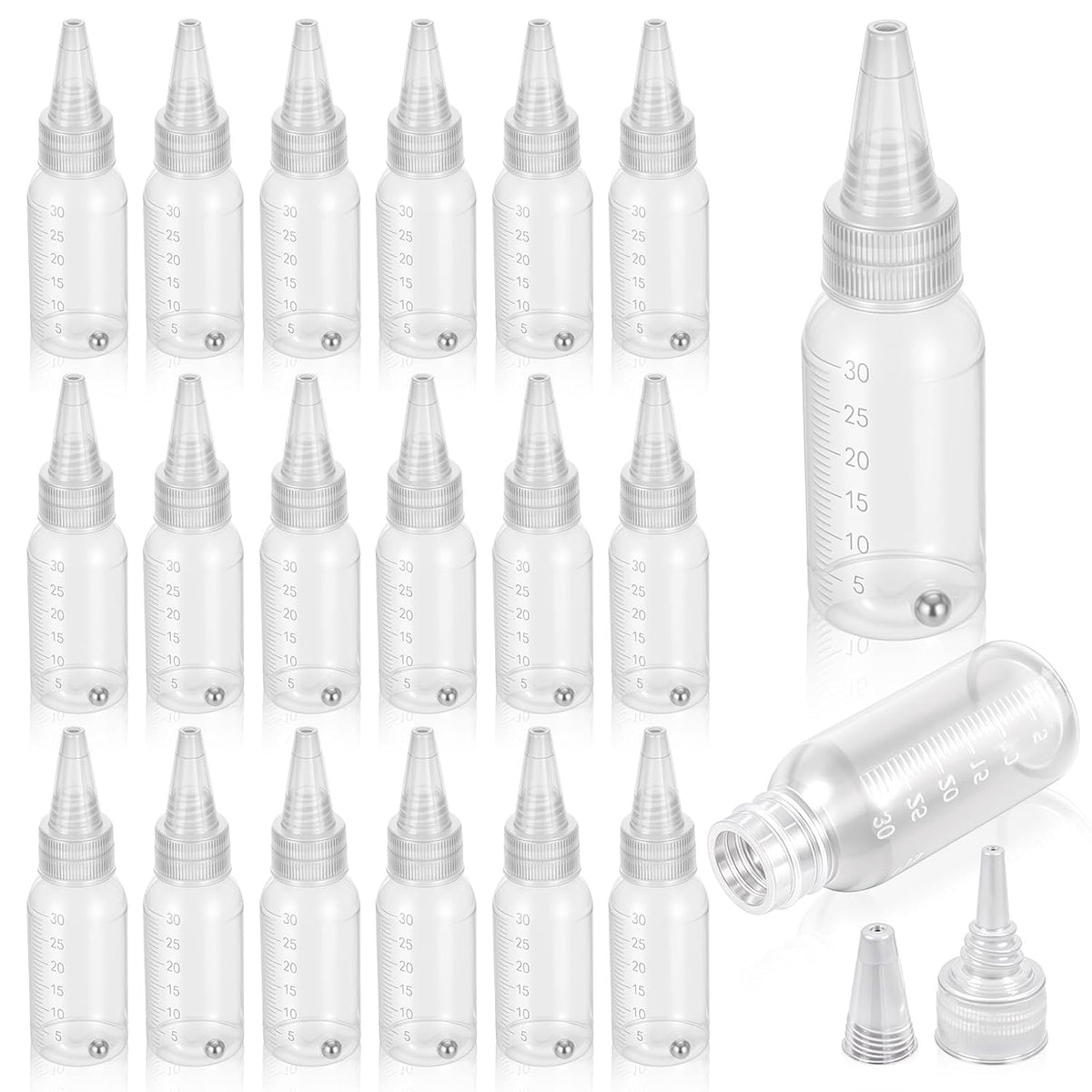 20Pcs Airbrush Paint Bottles Jars 1Oz/30Ml Plastic Paint Containers With Ball, Resealable Small Squeeze Bottles For Arts Crafts