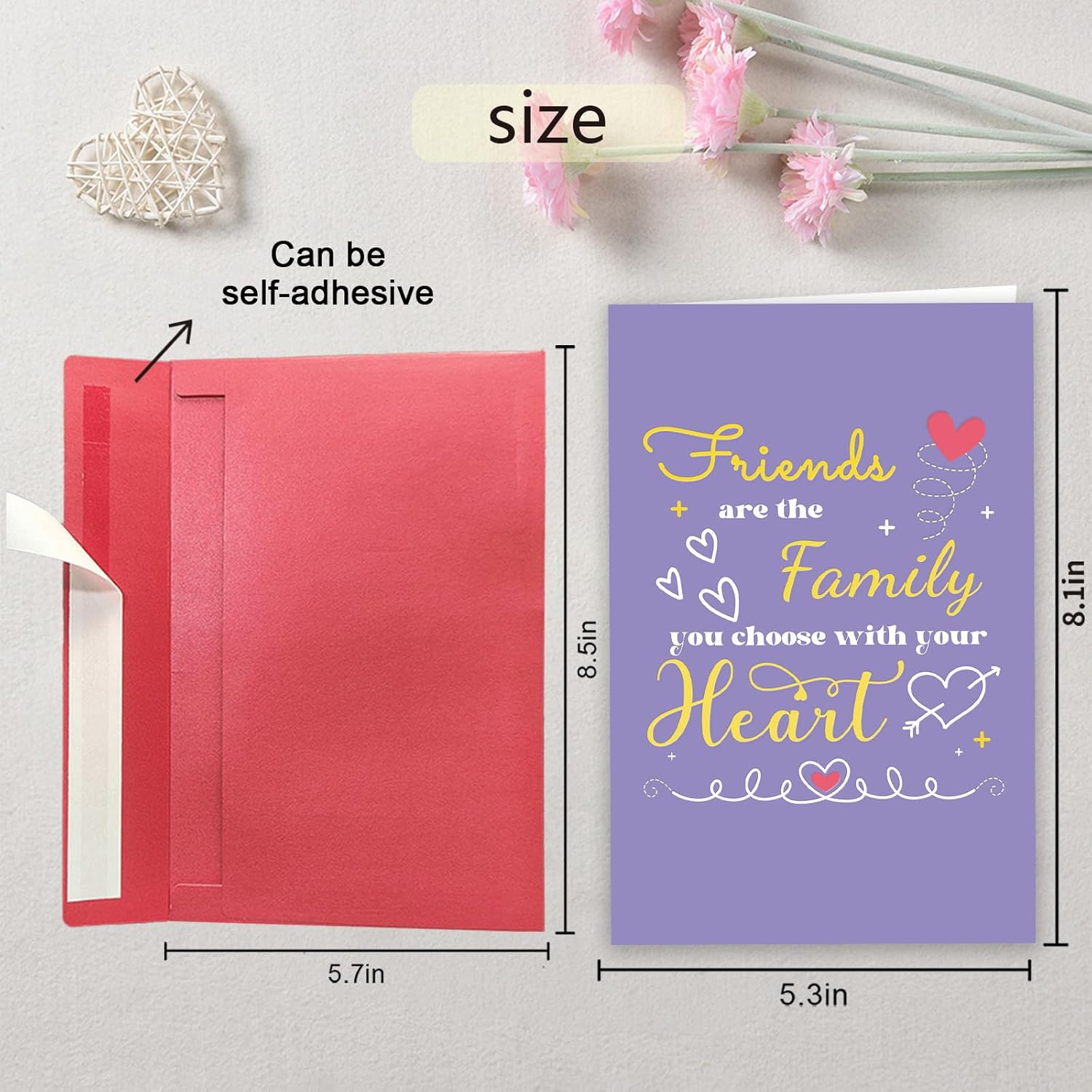 Friend Happy Valentine'S Day Card, Romantic Valentines Card For Friend, Galentines Gift For Bestie Sister, Friends Are The Family You Choose With Your Heart