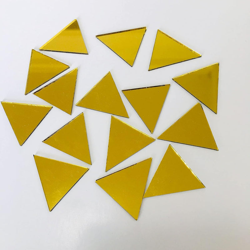 150Pcs 1" Triangle Mirrors Small Gold Color Mosaic Mirror Tiles For Craft Proj