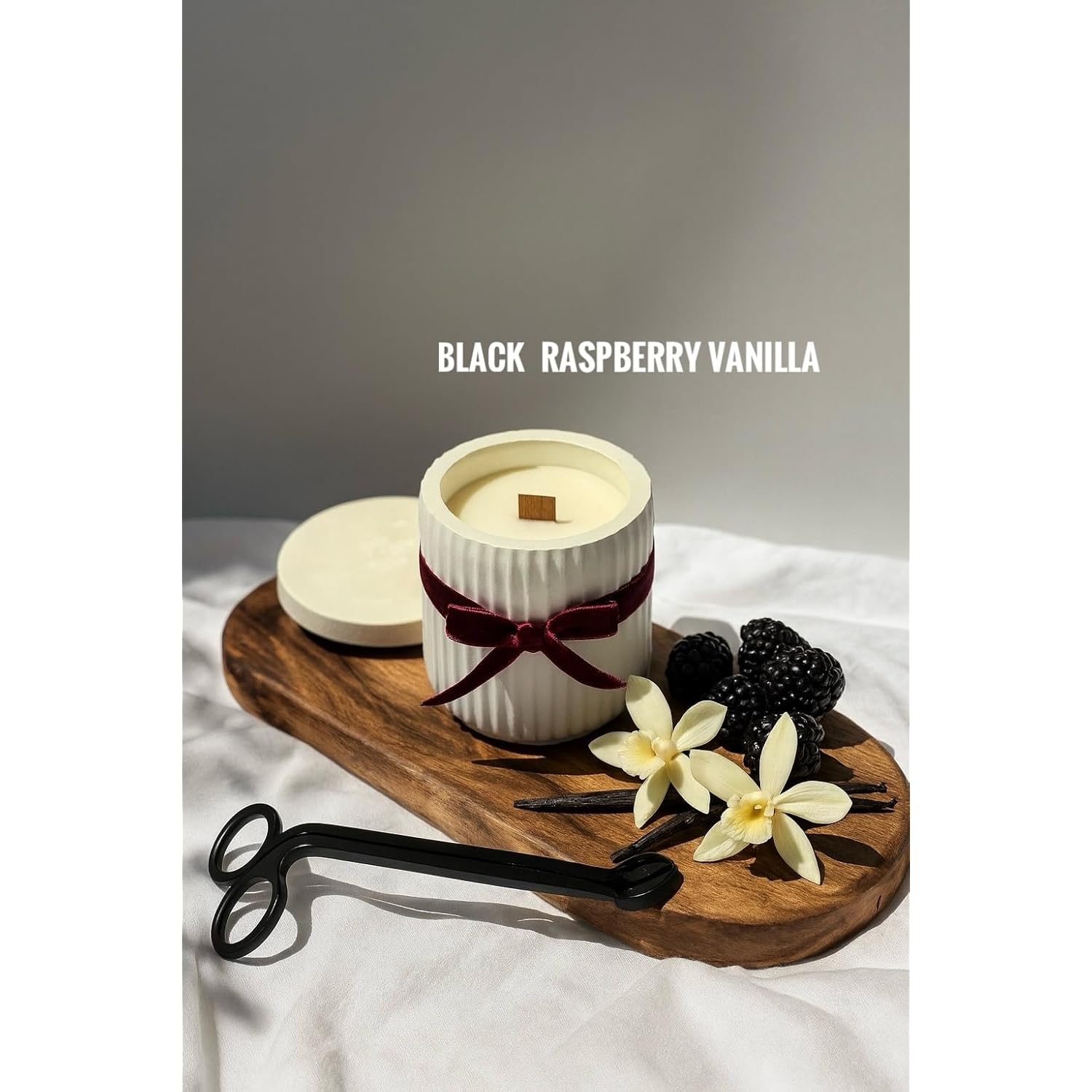 Black Raspberry Vanilla Scented Candle – Soy Wax Candle In Elegant Plaster Jar, Crackling Wooden Wick, Long-Lasting Burn, Aromatherapy Candle Gift For Home Décor - Small