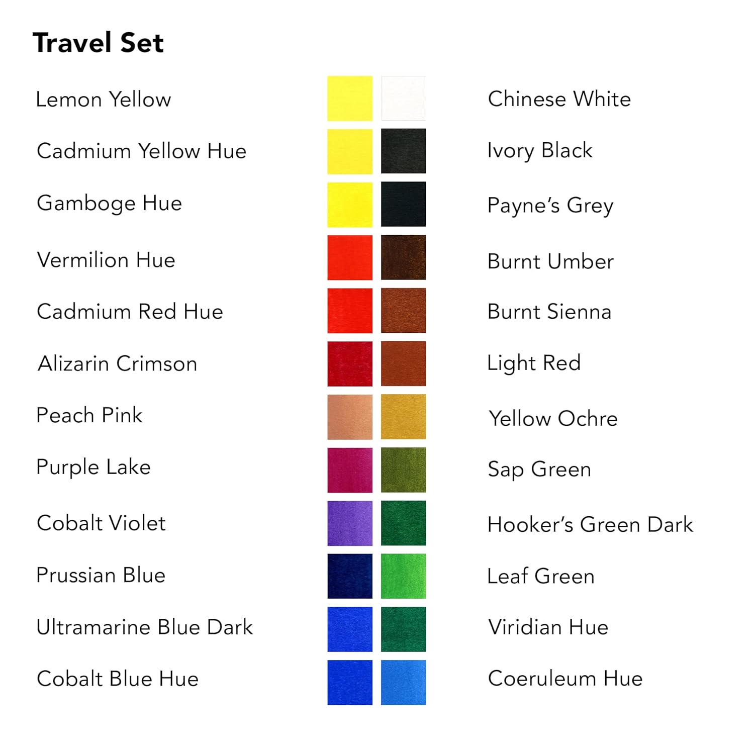 Half Pan Travel Set, 25 Piece, Assorted Colors