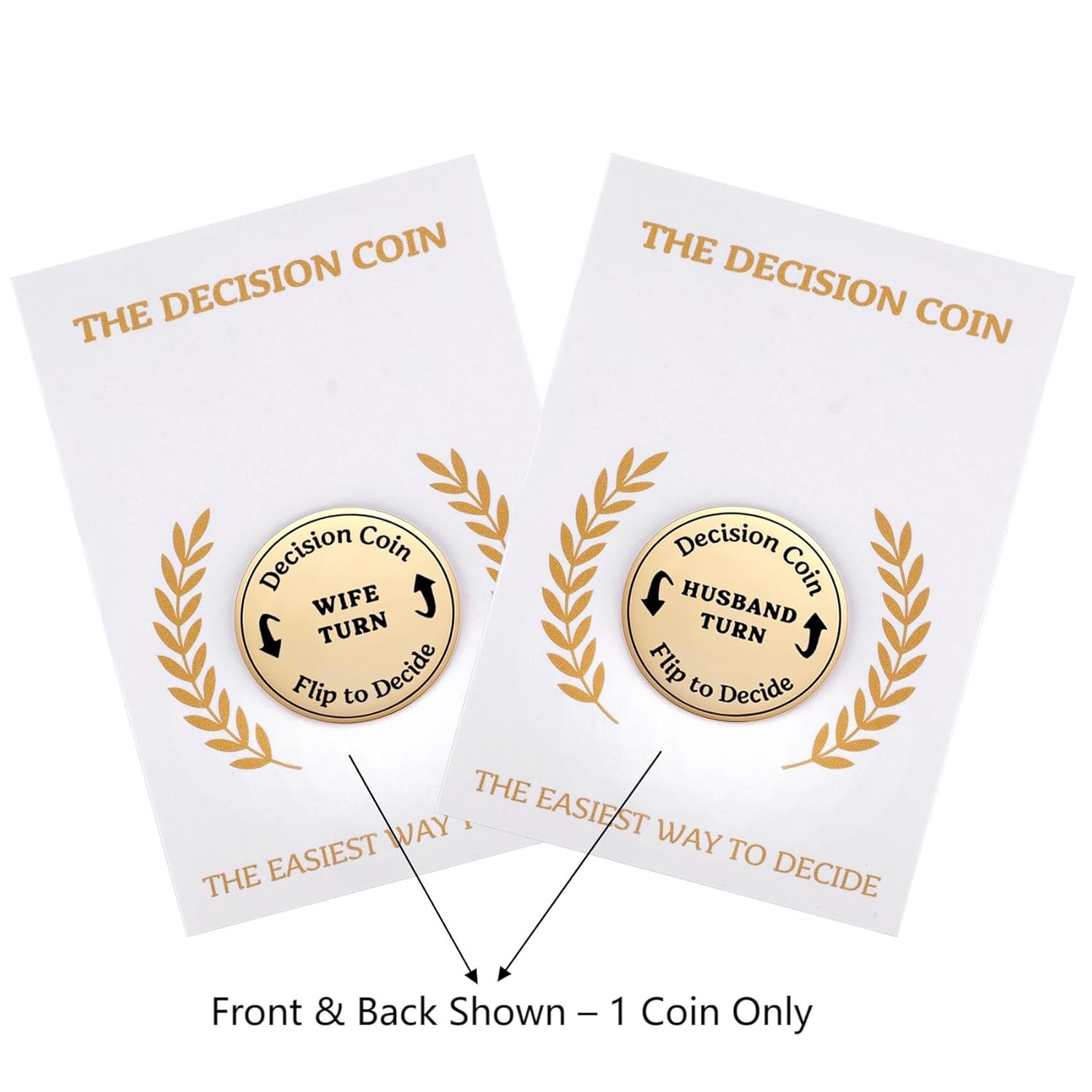 2Side Couple Decision Maker Gift, Funny Anniversary Date Night Token Gifts For Husband Wife, Newlyweds' Flip Coin Keepsake, Romantic Gift For Married Couples' Christmas, Birthday, Wedding Day