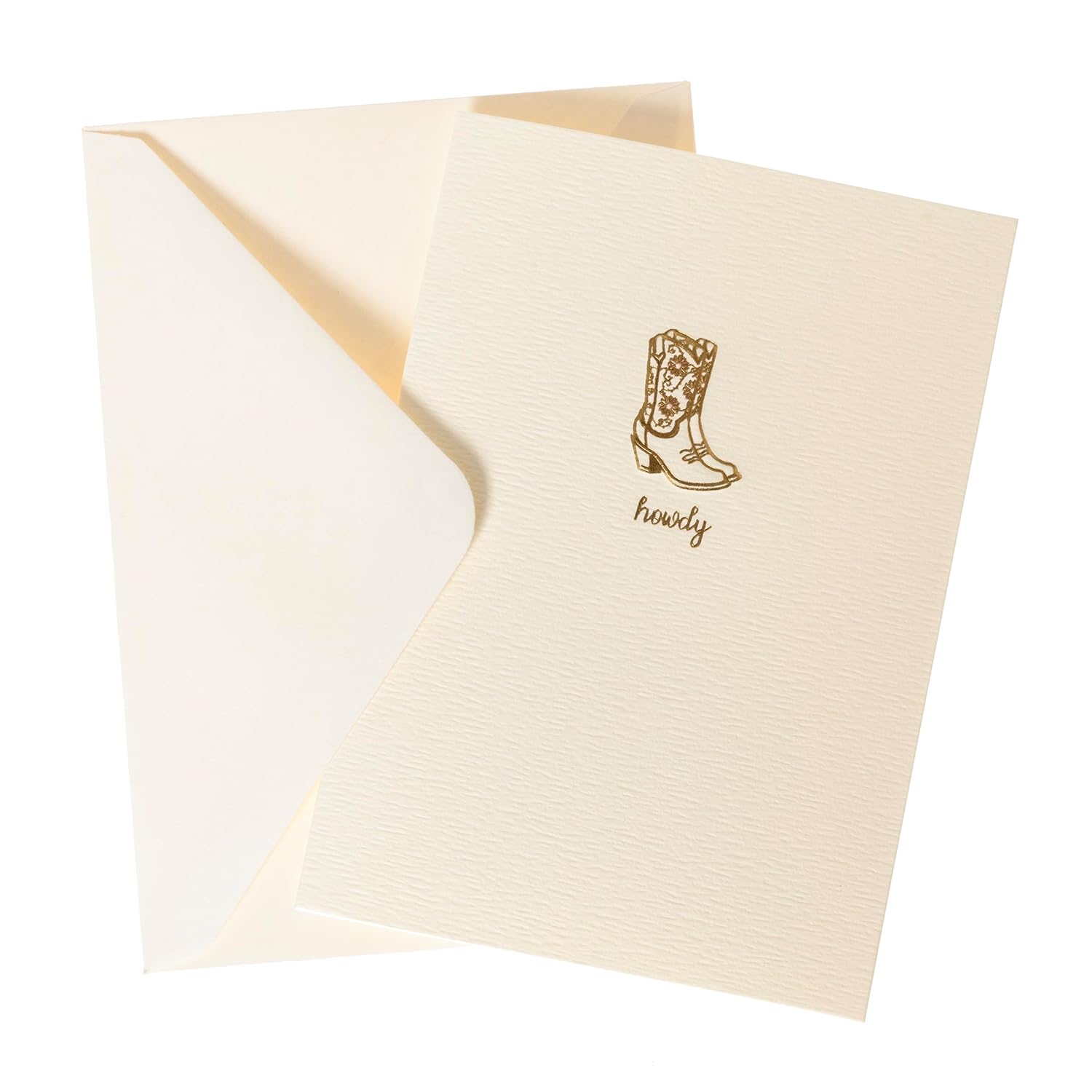 Cowgirl Boots Cards, Pack Of 10 Cards With Envelopes, All Occasion Greetings, Blank Inside, Gold Foil Embossing, La Petite Press Collection Boxed Set, 3.25" X 4.75"