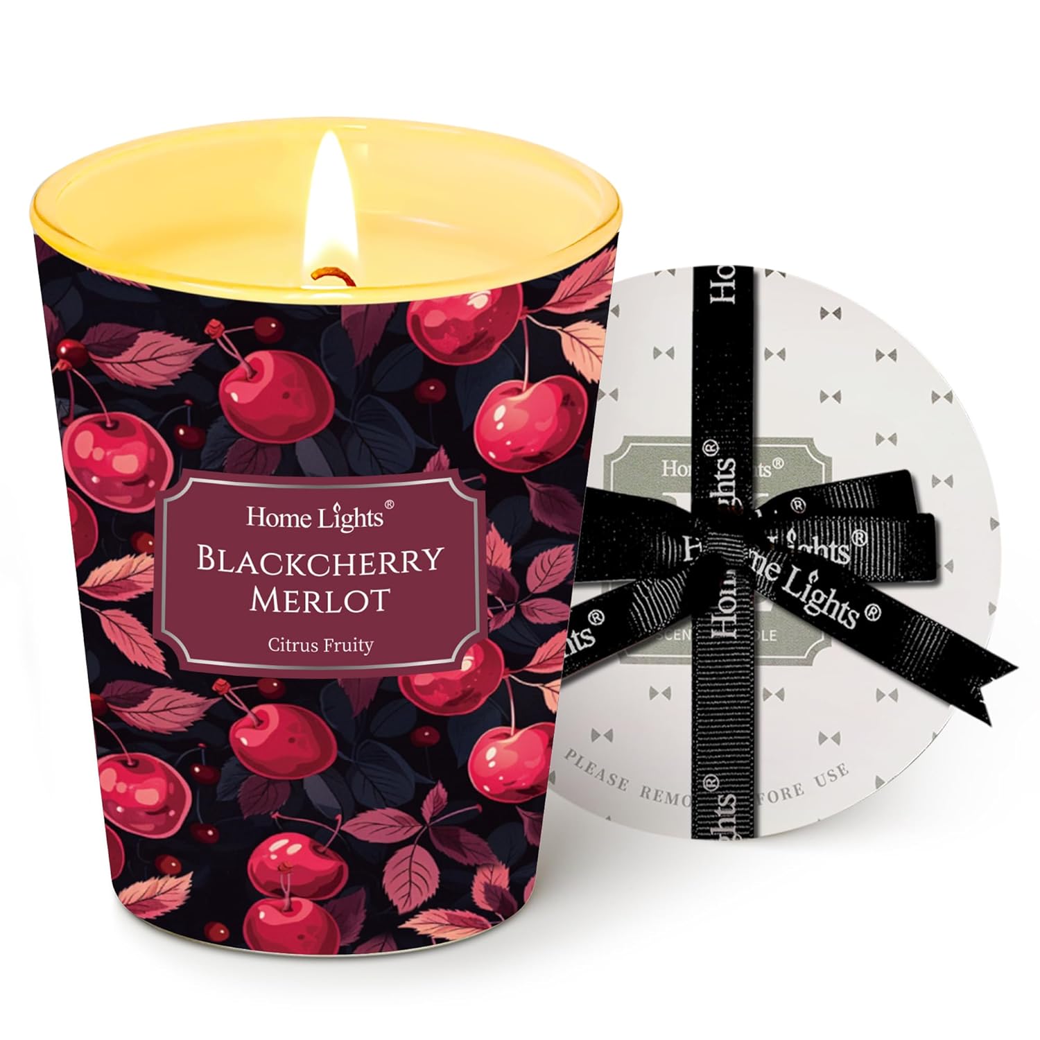 Homelights Soy Wax Candles For Home Scented, 1-Wick Candles In Blackcherry Merlot Scented, Aromatherapy Candles Gift For Parties, Relaxing, Eclectic Mixed Styles, 6.7Oz