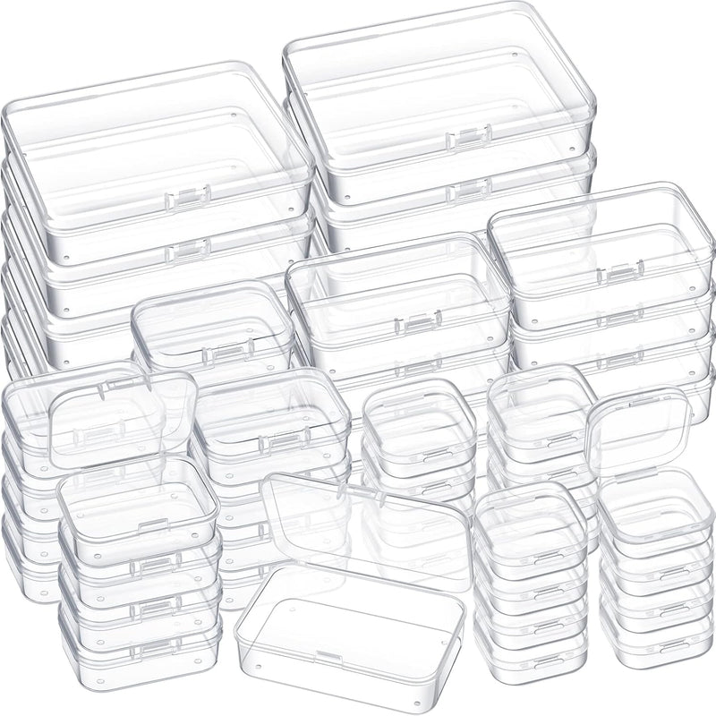 76 Pcs Mixed Sizes Storage Containers Box With Hinged Lid Clear Mini O