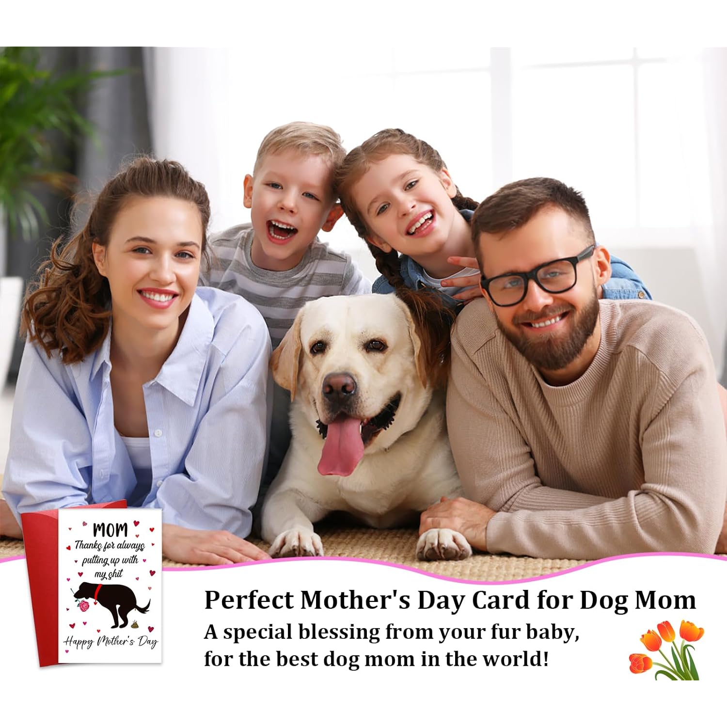 Funny Dog Mom Mothers Day Card - 4" X 6" Mother'S Day Card Gift For Dog Mom Humorous Mothers Day Greeting Card From Dog Gifts For Women