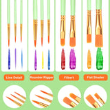 Paint Brushes Set,10 Packs 100 Pcs Acrylic Paint Brush Set,Acrylic Oil Watercolor, Face Nail Art, Miniature Detailing,Rock Painting,Painting Artist Professional Kits(Green)