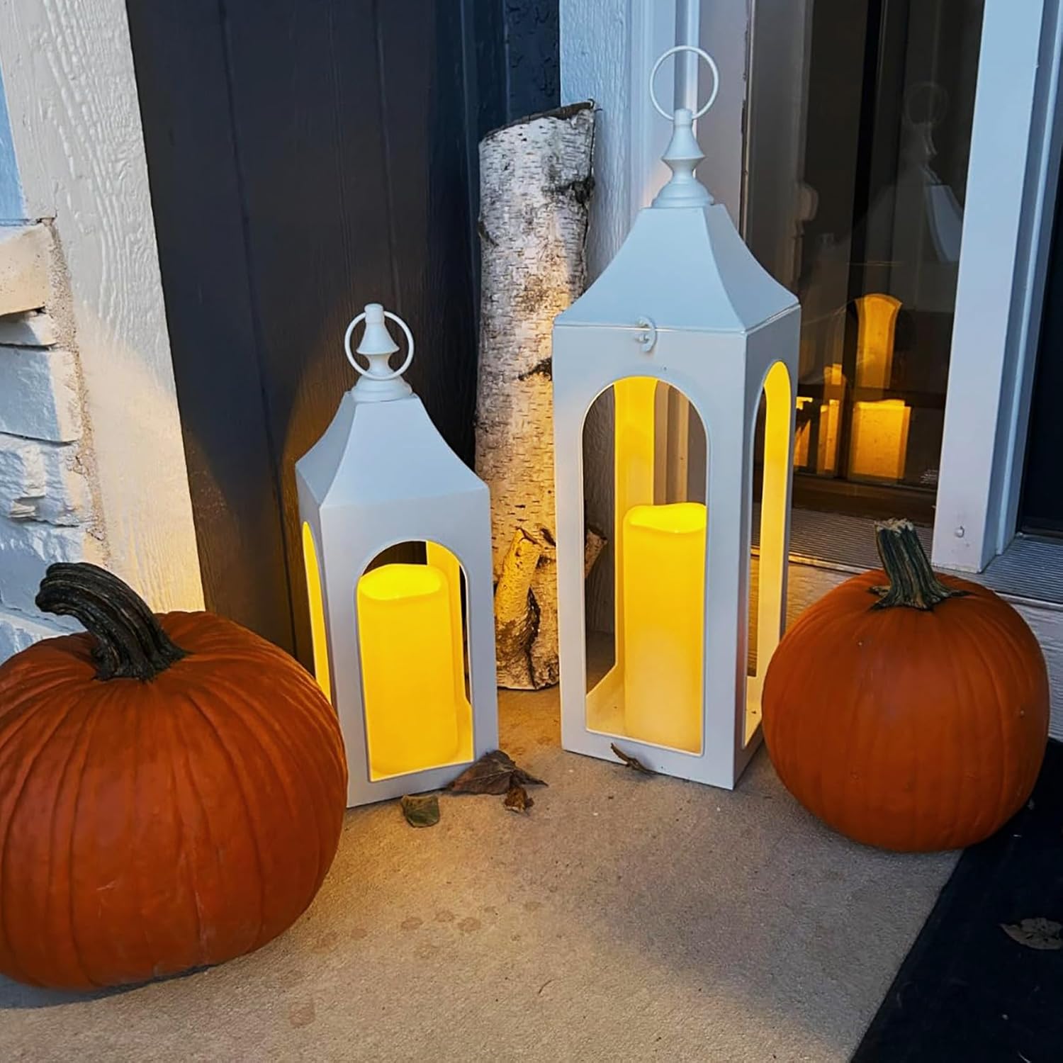 Large Flameless Candles 4’’ X 10’’ Outdoor Waterproof Led Battery Operated Candles Flickering Plastic Resin Pillar Candles With Timer,Electric Lights For Home Indoor Lantern Patio Garden,2 Pack,Ivory
