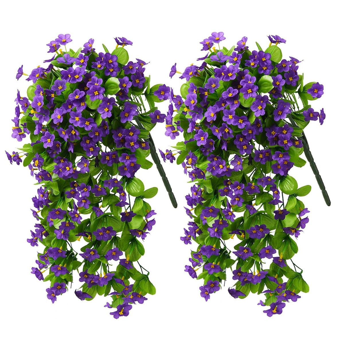2Pcs Artificial Hanging Flowers, Fake Hanging Plants Violet Vines Uv Resistant For Wall Home Room Garden Wedding Indoor Outdoor Spring Summer Decoration(Purple)