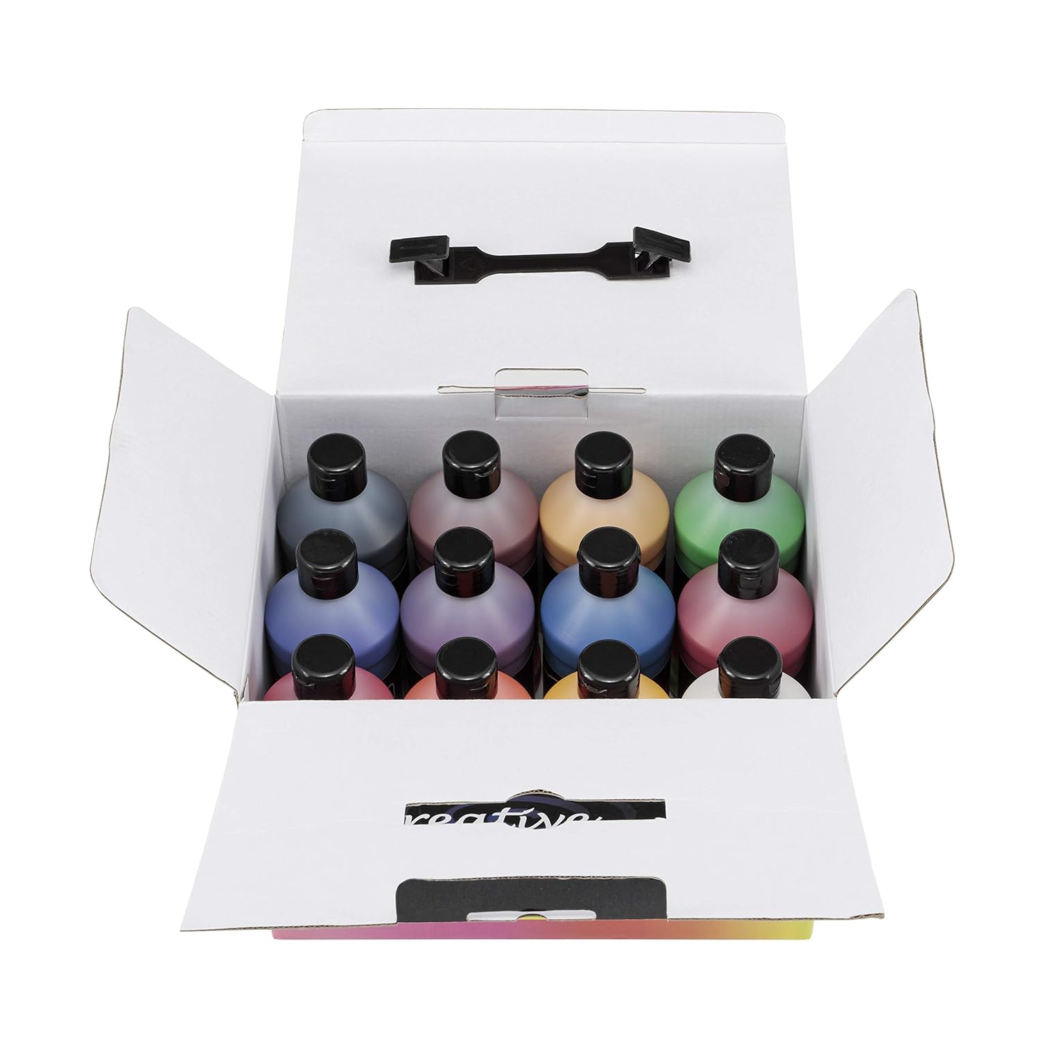 Acrylic Paint Set - Set Of 12, 16Oz Bottles - Mixed Vivid Colors, Rich Satin Finish, Smooth Creamy Consistency, Easy Pour & Clean, Vibrant Colors