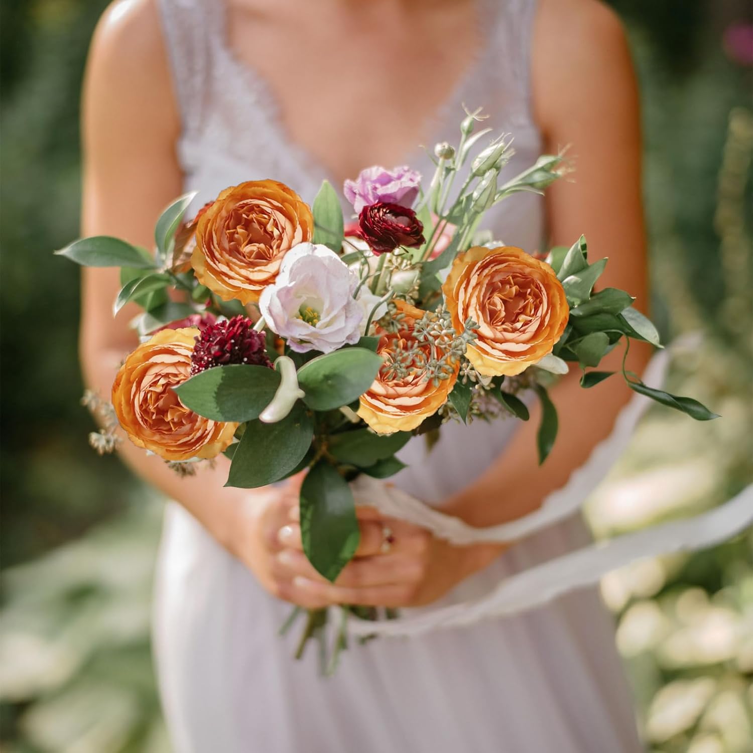 10Pcs Orange Peonies Artificial Flowers Real Touch Silk Peonies With Stems Real Look Fake Peony For Home Table Decorations Wedding Faux Flowers Arrangements