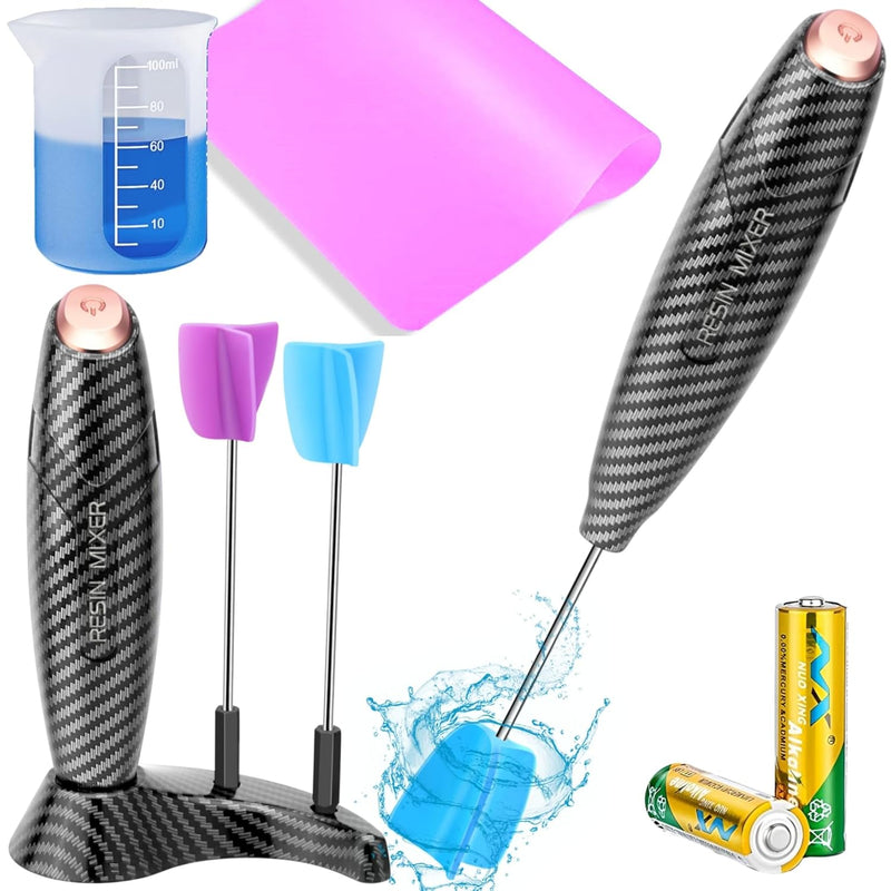 Electric Resin Mixer,Silicone Measurings Cups For Resin Epoxy Mixer For Minimizing Bubbles, Epoxy Resin Mixer, Resin Stirrer For Resin, Silicone Mixing,Diy Crafts Tumbler (Black)