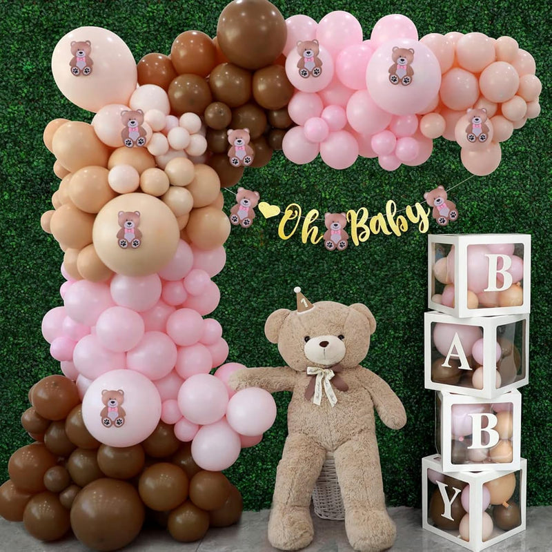 Teddy Bear Baby Shower Decorations For Girl Pink Balloons Garland Gend