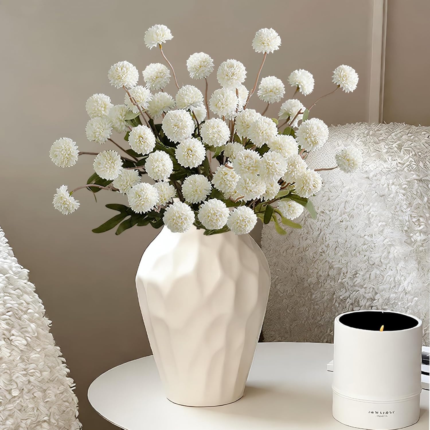 10 Pcs Chrysanthemum Flowers Artificial White Kiku Flowers Small Pom Pom Mums Flower Mini Chrysanthemum Ball Flowers For Diy Bouquet Centerpieces Arrangements Shower