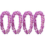 4Pcs Hawaiian Flower Leis For Luau Parties - Tropical Party Decorations & Favors, Hawaiian Lei Garland Necklaces For Birthdays, Wedding & Summer Beach Vacations (Purple)