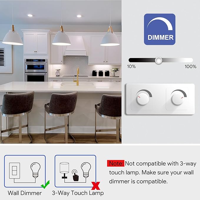 12 Pack A19 Dimmable LED Light Bulbs 9W 60W Equivalent 3000K Warm White 800 Lumens E26 Base