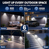 6 Pack Solar Motion Sensor Outdoor Lights Super Bright Waterproof Security Wall Lights