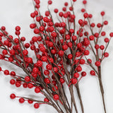 12Pcs Artificial Red Berries Stems, 13.5" Waterproof Burgundy Berry Branches For Home Holiday Wedding Diy Christmas Tree Wreath Flower Decor