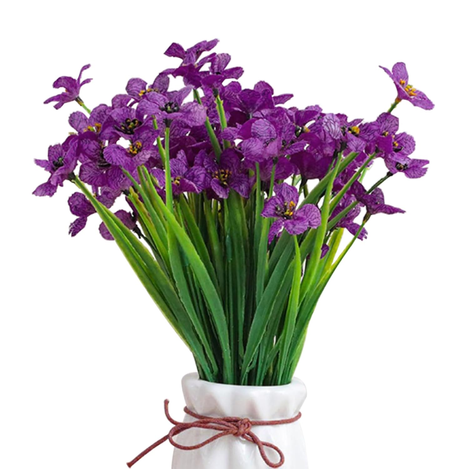 Artificial Violet Flowers, 6 Bundles Fake Flowers Plant Artificial Violet Flowers Uv Resistant Faux Bouquet Decor For Home, Garden And Wedding(Purple)