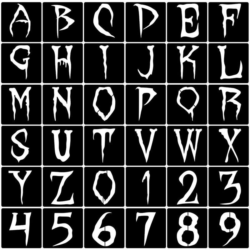 36Pcs Halloween Letter Stencils Numbers Stencils Templates Reusable Plastic Al