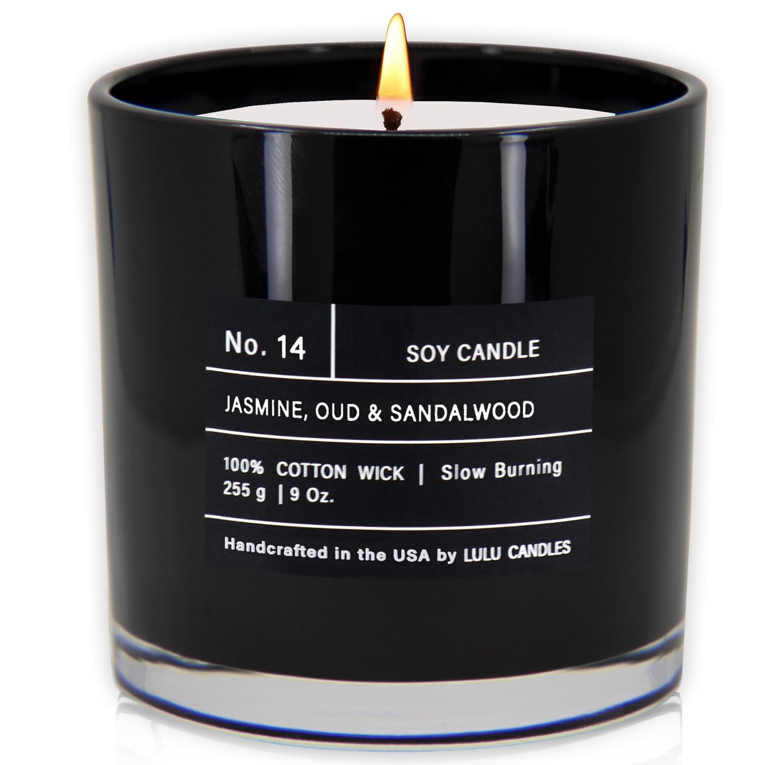 | Jasmine, Oud & Sandalwood | Luxury Scented Soy Jar Candle | Hand Poured In The Usa | Highly Scented & Long Lasting (9 Oz.)