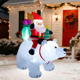 6 Ft Christmas Inflatable Santa Claus With Polar Bear And Christmas Tree, Build-In Led Lights Blow Up Xmas Inflatables D