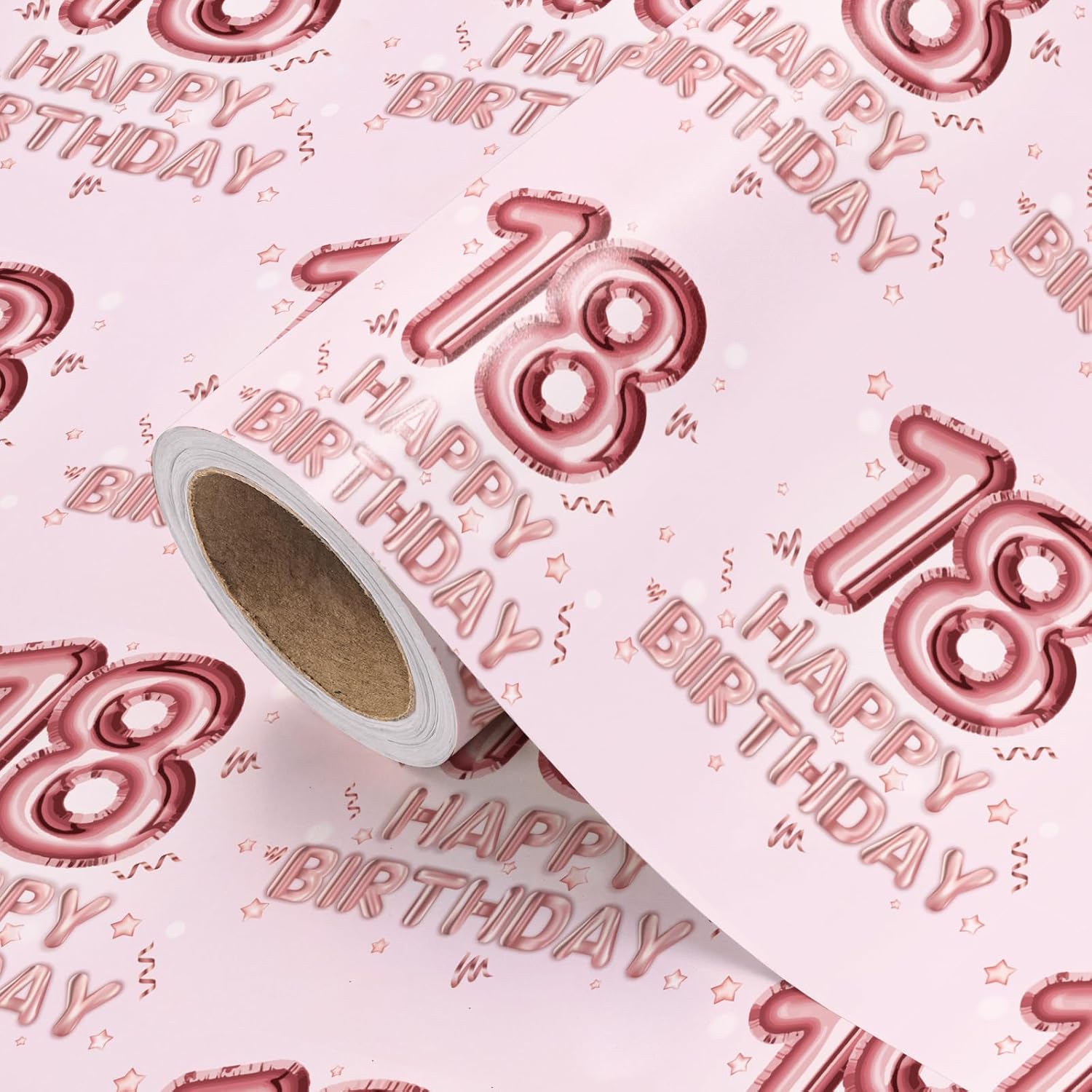 Girl 18Th Birthday Wrapping Paper - Mini Roll - 17 Inch X 16.5 Feet - Happy Birthday Wrapping Paper Perfect For Girls, Party, Holiday