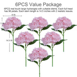 6Pcs Premium Pink Hydrangea Artificial Silk Flowers, Lifelike Fake Hydrangea Head With Stems, Faux Floral Arrangements For Wedding Bouquets, Home Table Centerpieces, Party Decoration