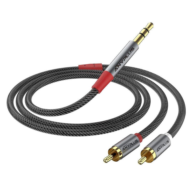 2Rca To 3.5Mm,2M 1/8 To Rca 2-Male Headphone Jack Fish Wire Braid Y Splitter R