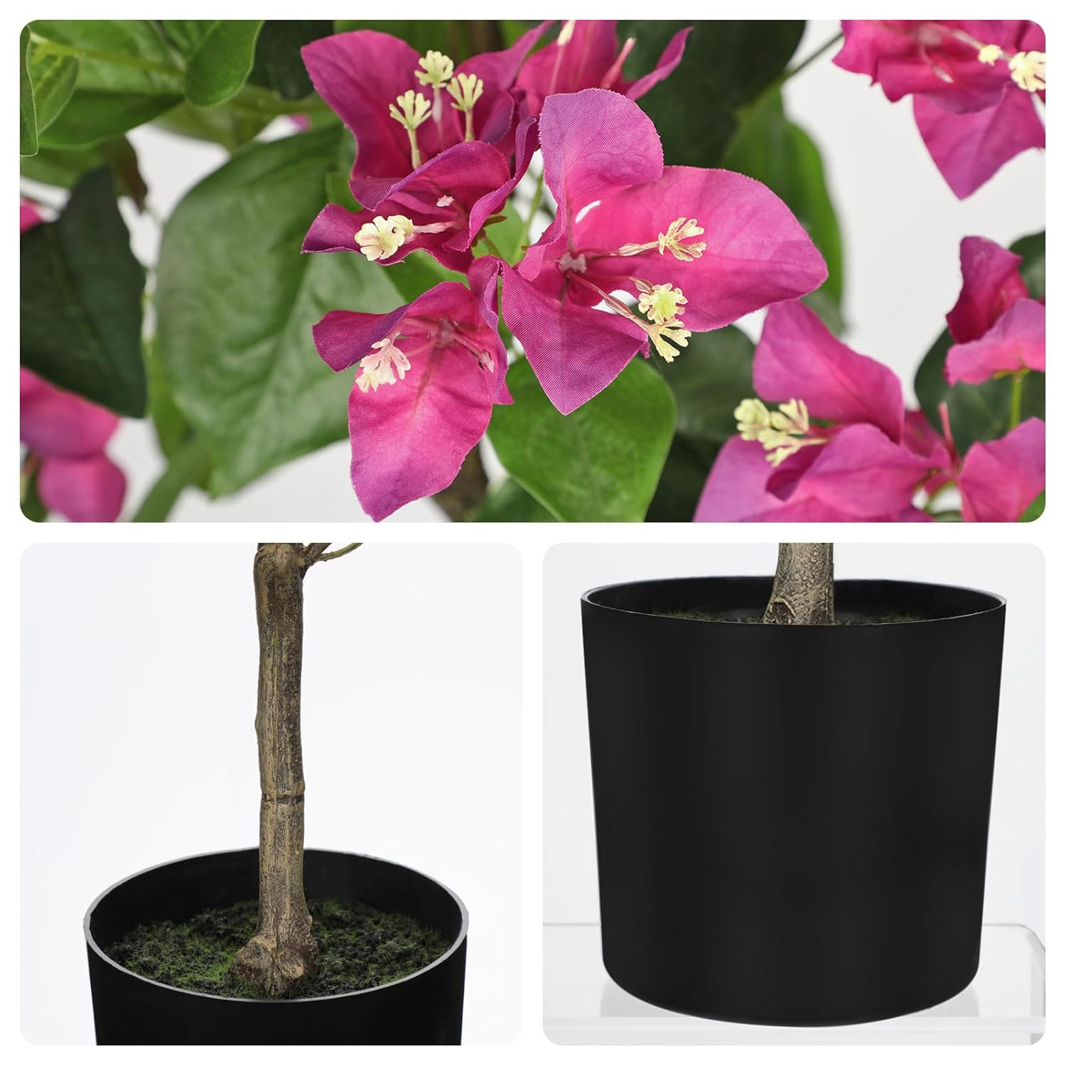 Fake Plants Bougainvillea Artificial Flowers, Fake Flowers Faux Trees Indoor 25.5", Artificial Bougainvillea Plants With Purple Faux Flower For Home, Living Room, Bedroom, Kitchen, Dining Room Decor