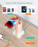 Tower Surge Protector Power Strip with 12 Outlets 4 USB Ports 6FT Flat Plug Extension Cord 1080J
