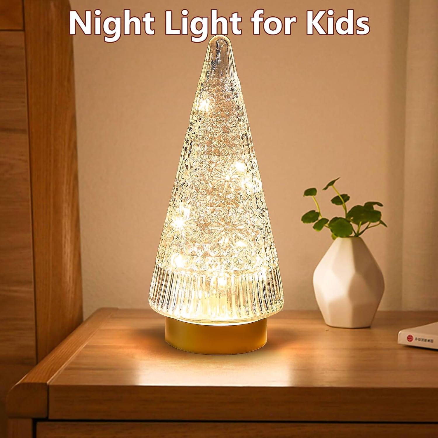 Table Top Christmas Tree Decorations With Fairy Lights,Gold Mercury Glass Finish, Holiday Table Centerpiece And Mantle Decor