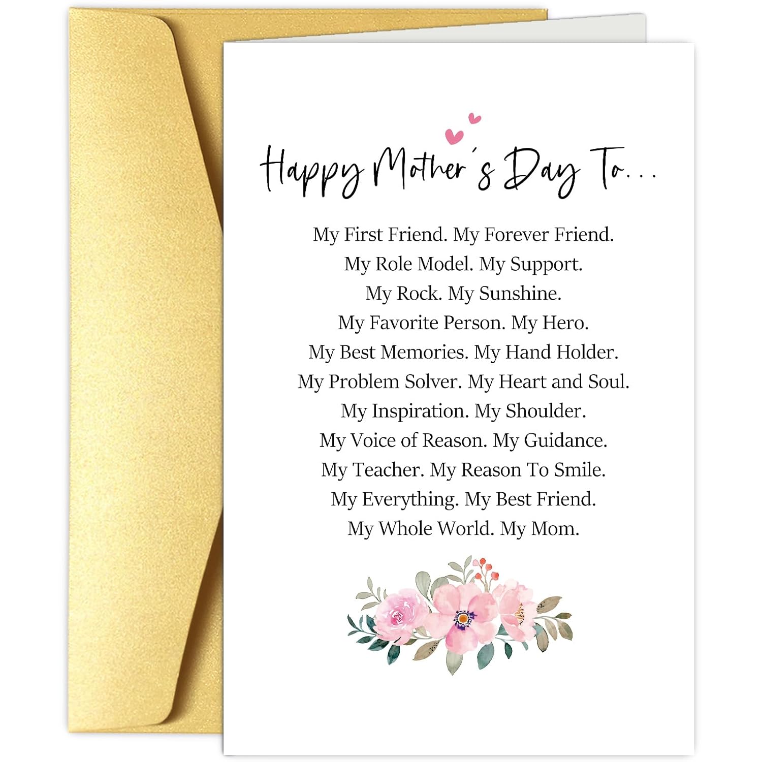 Poem Mother'S Day Card From Daughter Son, Sweet Flower Mothers Day Card For Mommy, Happy Mother'S Day To My Best Mom