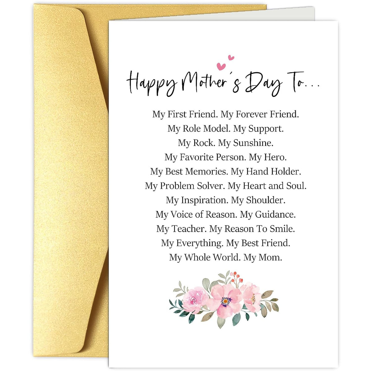 Poem Mother'S Day Card From Daughter Son, Sweet Flower Mothers Day Card For Mommy, Happy Mother'S Day To My Best Mom