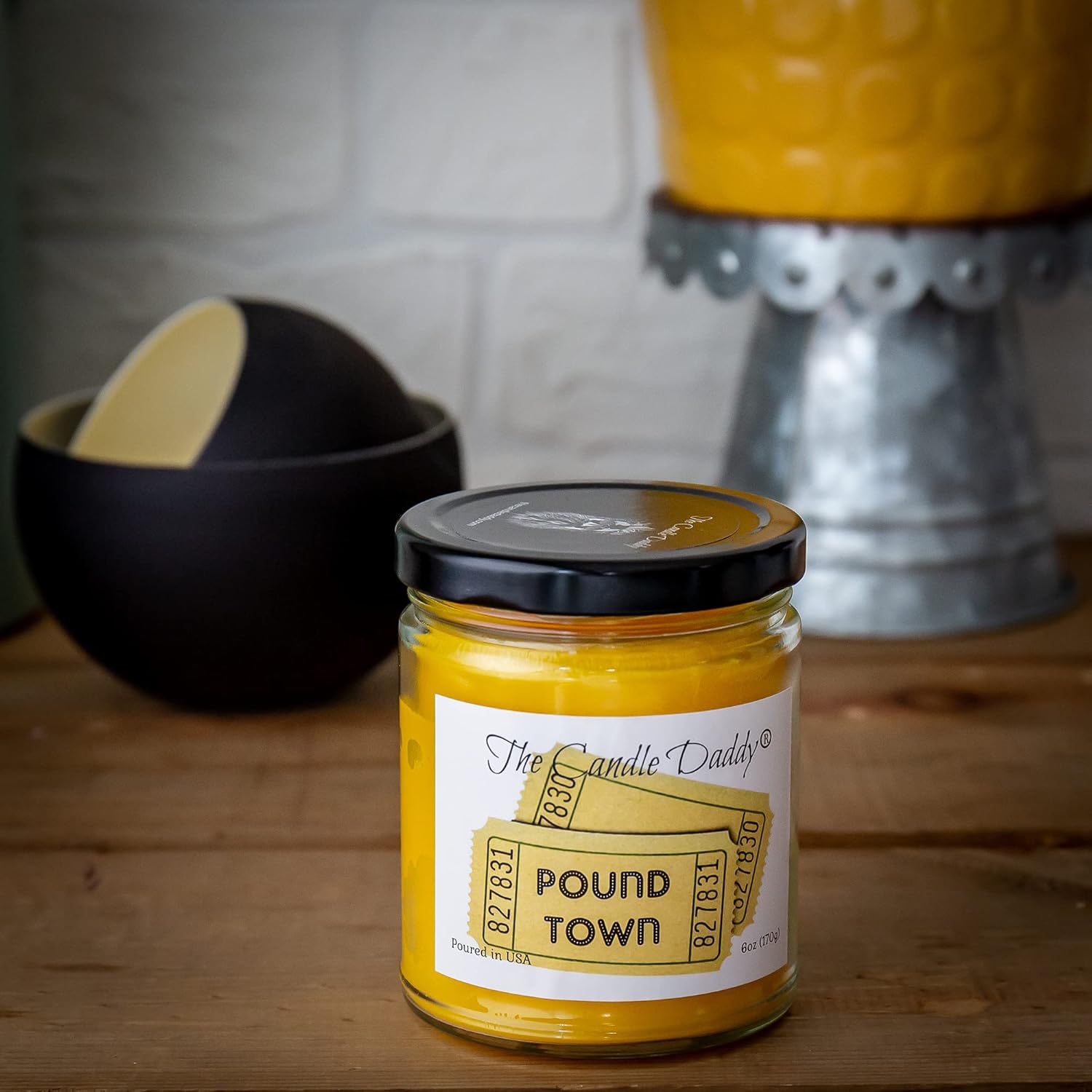 One Ticket To Pound Town - Lemon Pound Cake Scented - Funny 6 Oz Jar Candle- 40 Hour Burn Time. Great Gift For Him, Him, Boyfriend, Girlfriend, Wife, Husband, Bff Best Friend Anniversary