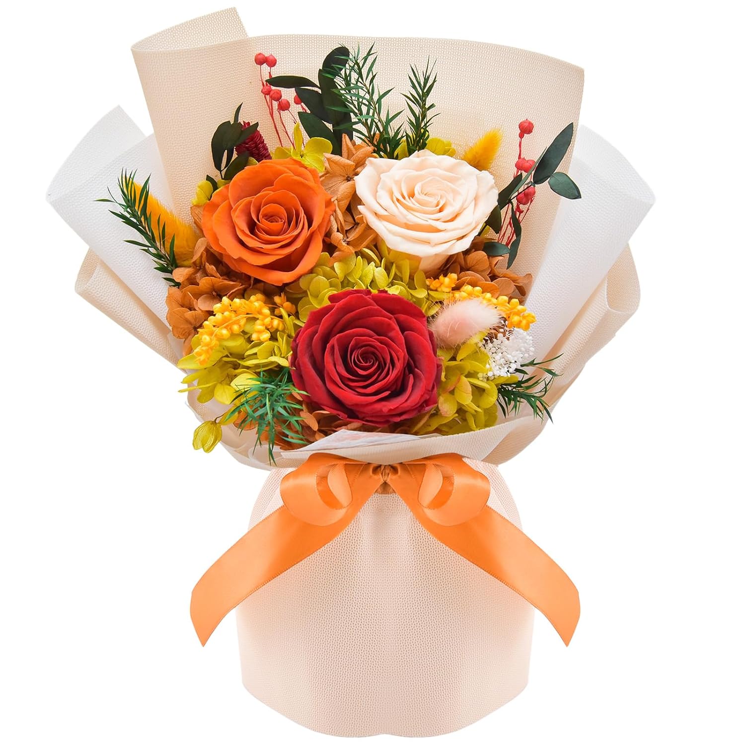 Preserved Flowers Bouquet, Flowers For Delivery,Handmade Orange Rose Bouquets Lasting 3-5 Years, Luxury Gift Box,Birthday Flowers Gifts For Women Mom Grandma Wife Friends
