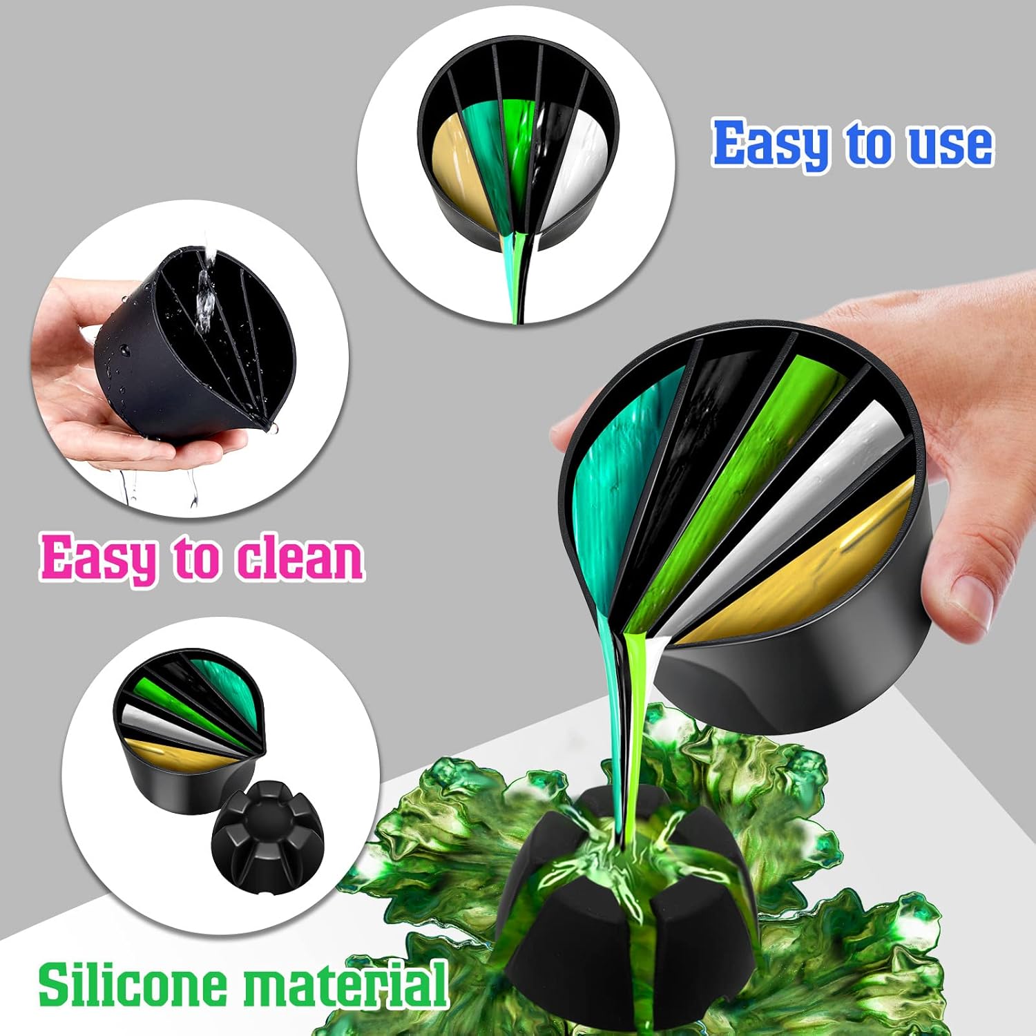 6 Pieces Pour Painting Supplies Split Cups For Paint Pouring Acrylic Silicone Resin Flower Acrylic Leaky Fluid Mixing Cups 3/4/5 Channels Dividers Art Accessories Crafts Diy Drawing Tools