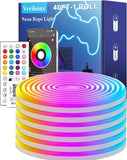 40FT RGB LED Neon Rope Lights App Remote Control Music Sync Waterproof Flexible Strip Lights