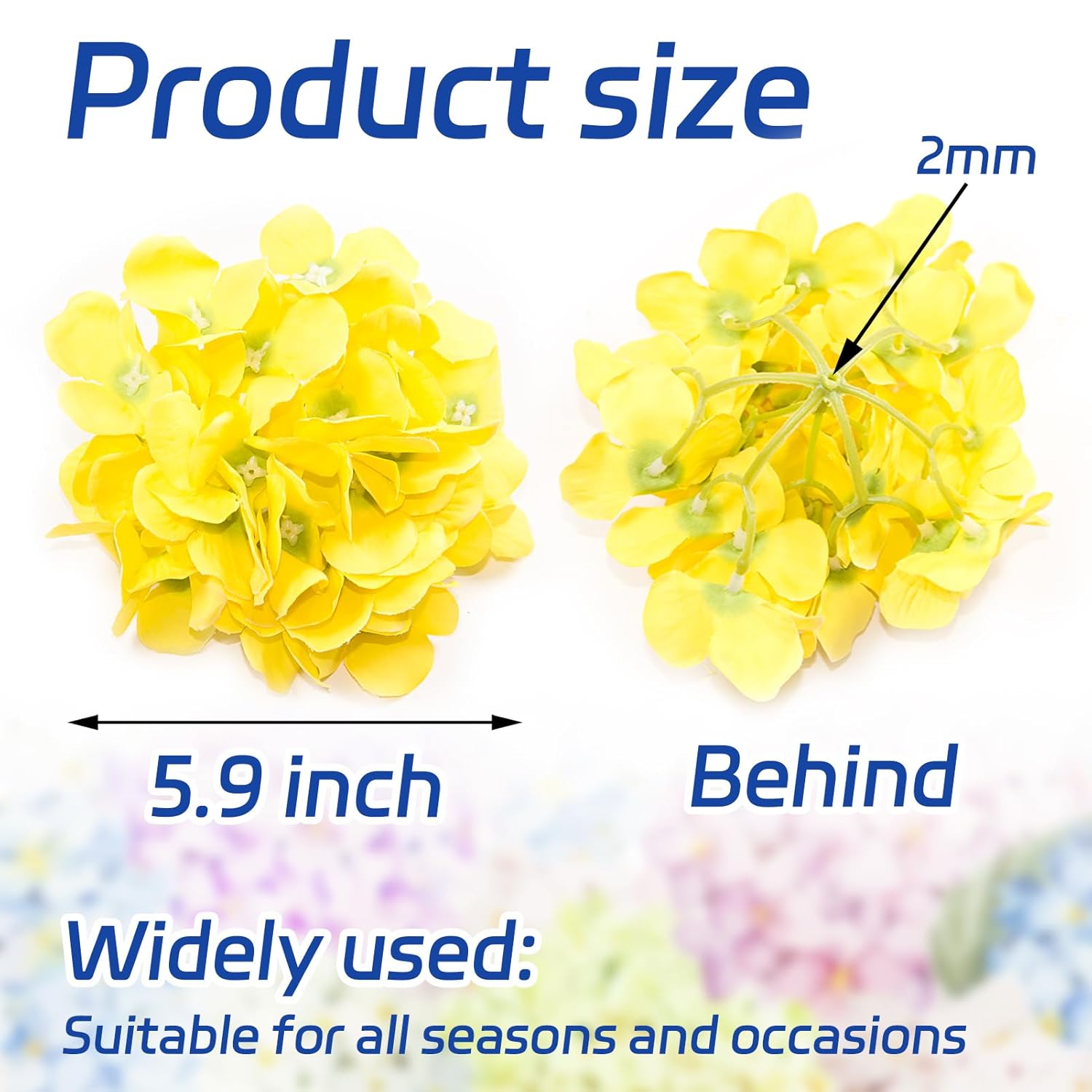 6Pcs Artificial Hydrangea Flower Heads,Stemless Faux Hydrangea Flowers For Home Decor, Fake Flower Heads For Diy Wedding Table Garden Party Decor (Yellow)
