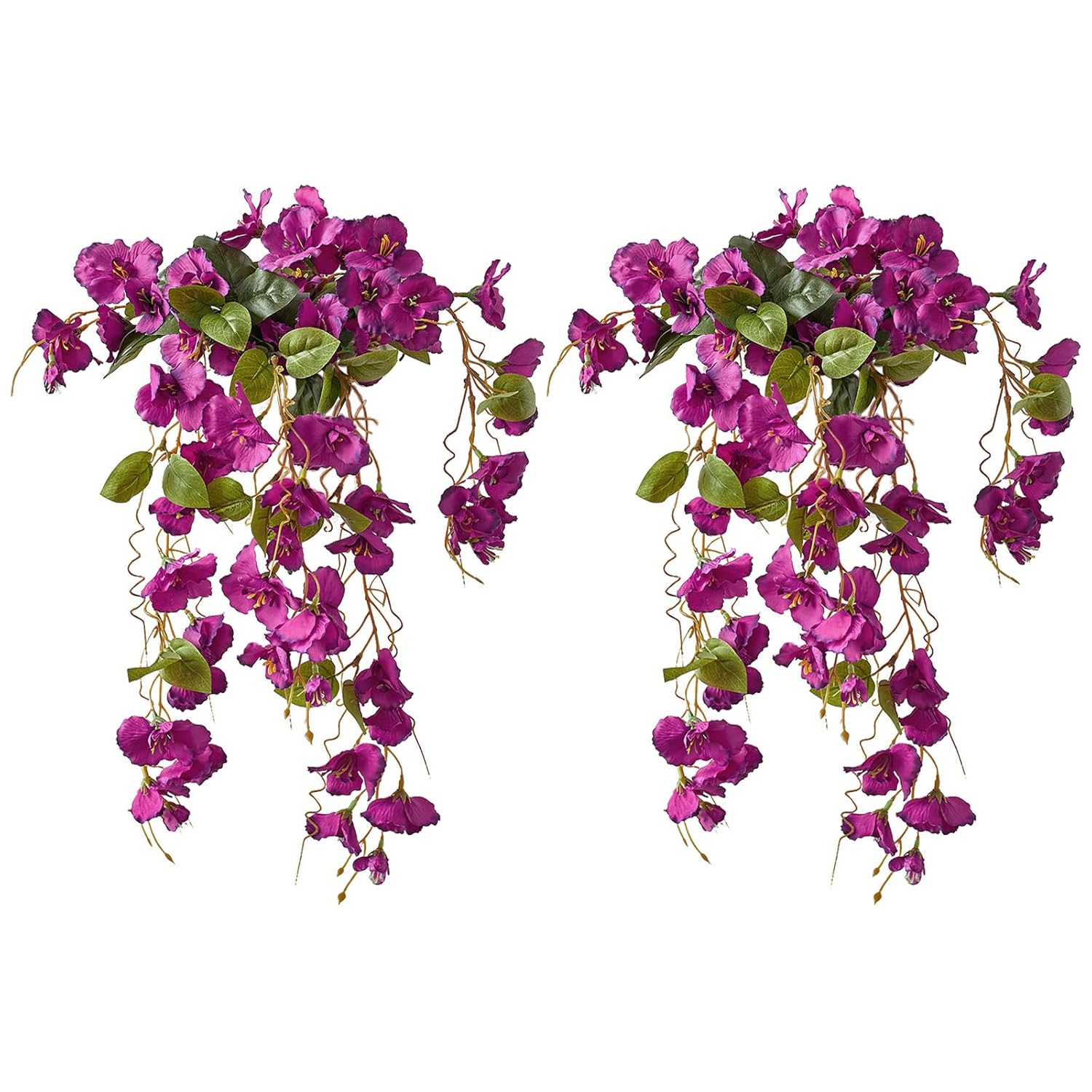 2Pcs Rose Red Artificial Silk Hibiscus Flower Hanging Decorations, Uv Resistant Outdoor Faux Hibiscus Flowers For Home Outdoor Artificial Flower Decorations