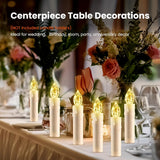 Flameless Christmas Trees Candles, 12Pcs Led Flickering Lights Battery Operated Candlesticks With Remote Timer/Clips, Warm White Window Taper Candles For Home Wedding Halloween Birthday Decor