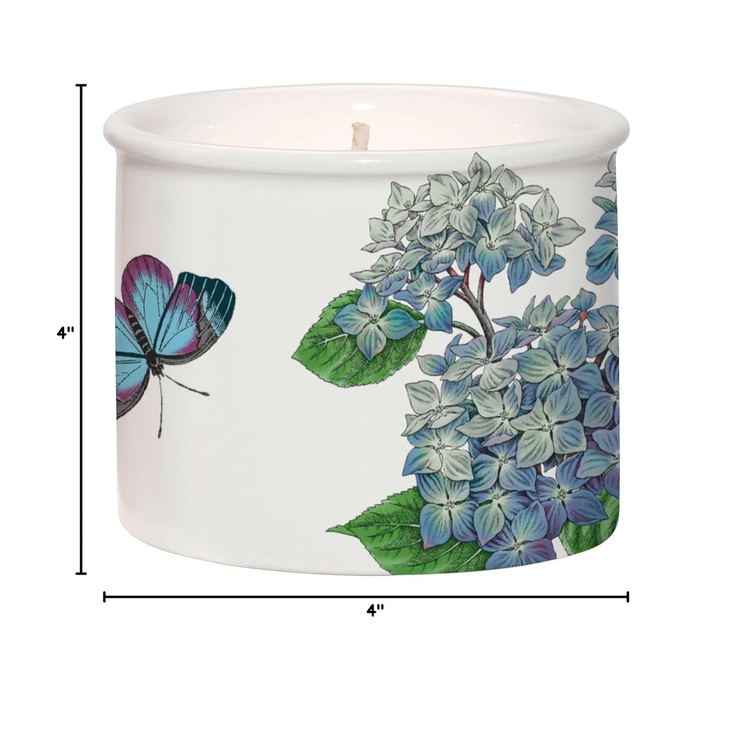 Portmeirion Botanic Garden Ceramic Coconut Wax Candle Hydrangea Macrophylla by Wax Lyrical (Hydrangea)